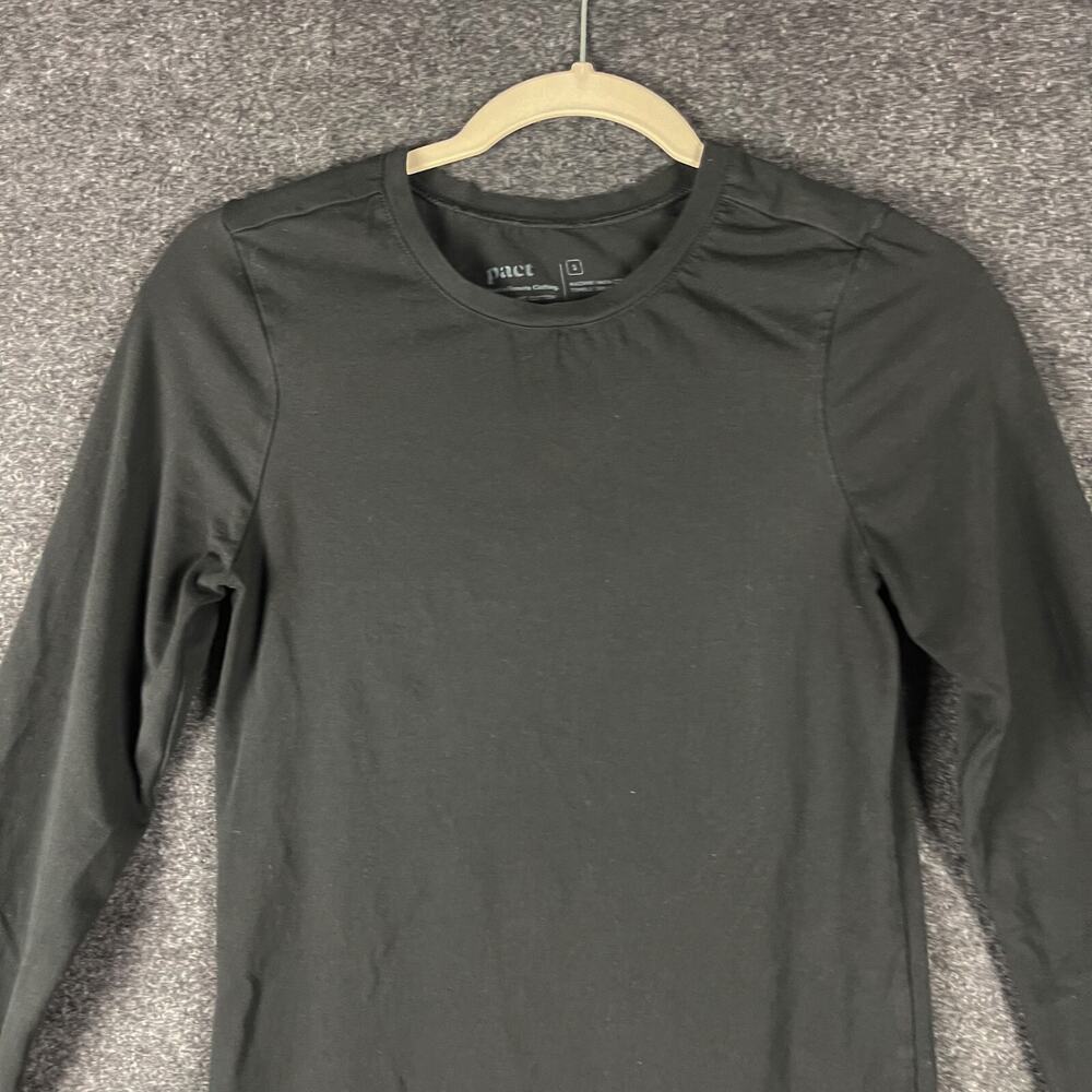 Pact Top Womens Small Black Organic Cotton Long Sleeve Stretch Crew Neck Casual - Picture 2 of 10